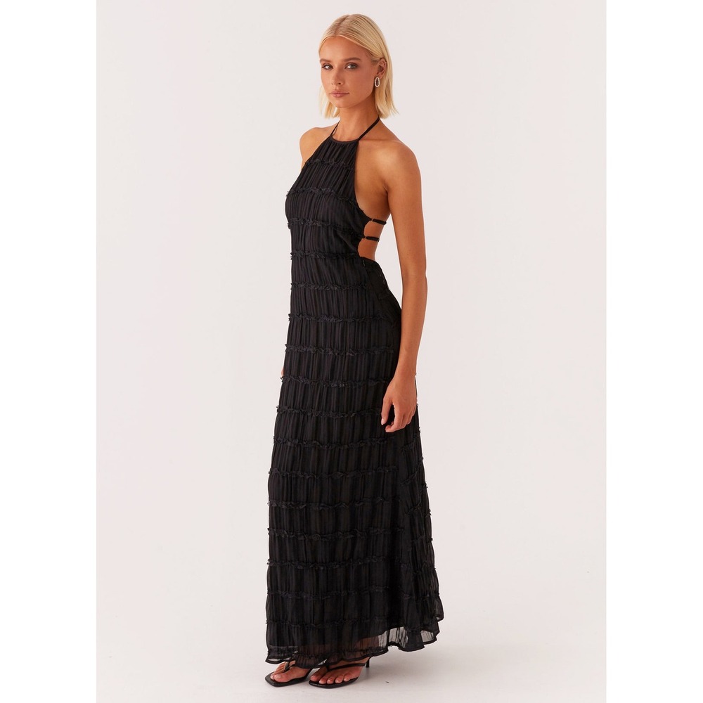 Peppermayo Aullie Black Halter Open Back Maxi Dress Size 18
